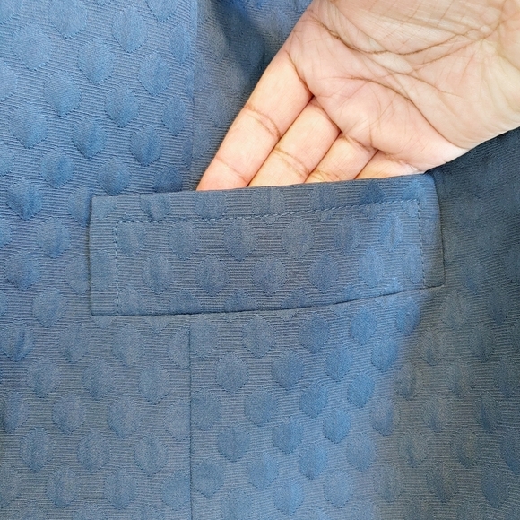 Talbots Blue Polka Dot Textured Cropped Jacket Plus Size 14WP Career Office - Picture 3 of 9